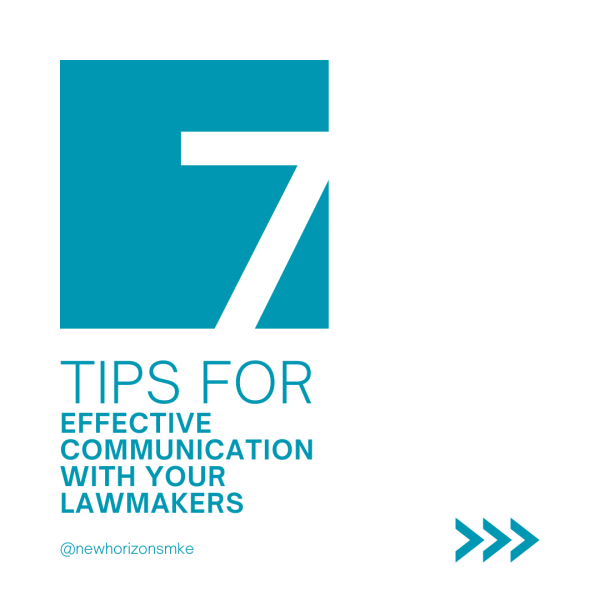 A slide reading: 7 Tips For Effective Communication with Your lawmakers